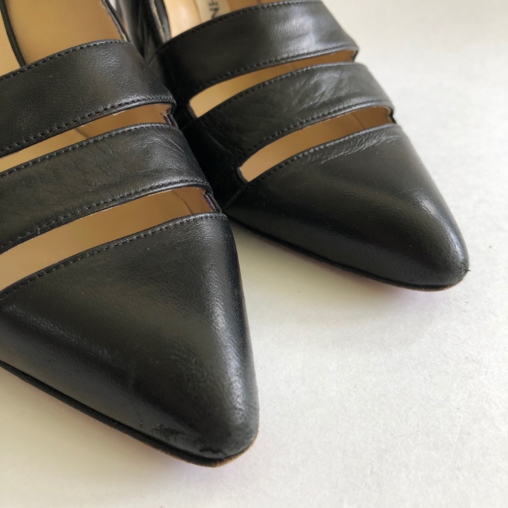 Manolo Blahnik Leather Pointed Toe Slingback Pumps - Picture 8 of 10